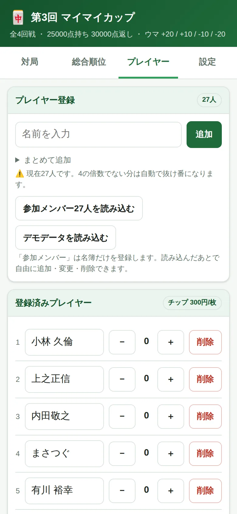 参加メンバーの読み込み